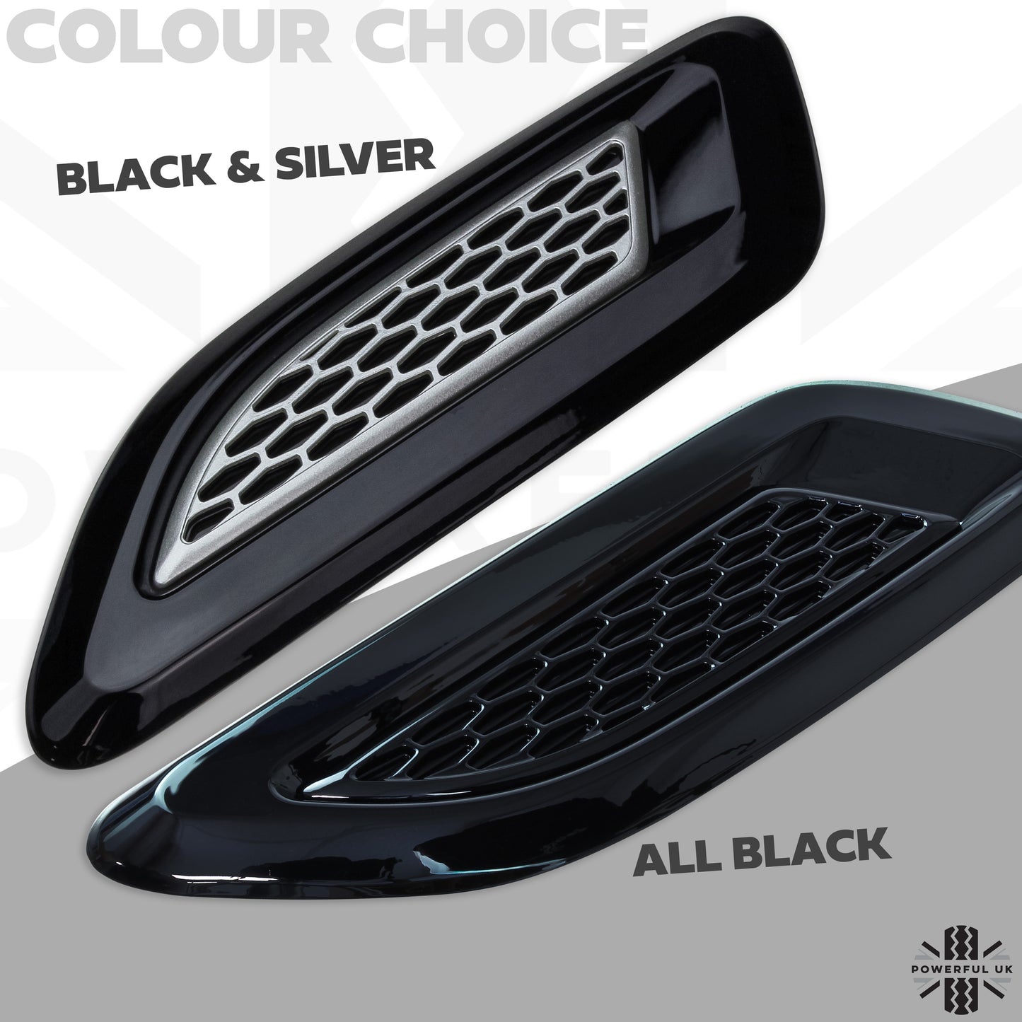 Dummy Bonnet Vents (Flat Type) - Pair- Gloss Black