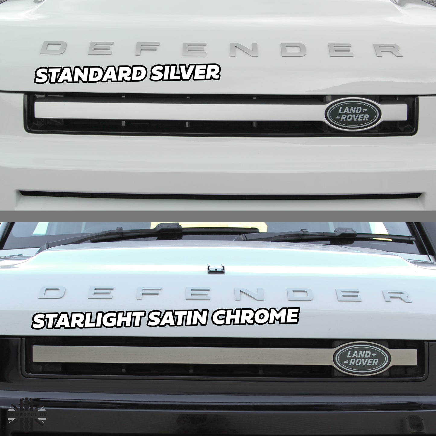 Front Grille Bar in Starlight Satin Chrome (Genuine) for Land Rover Defender L663