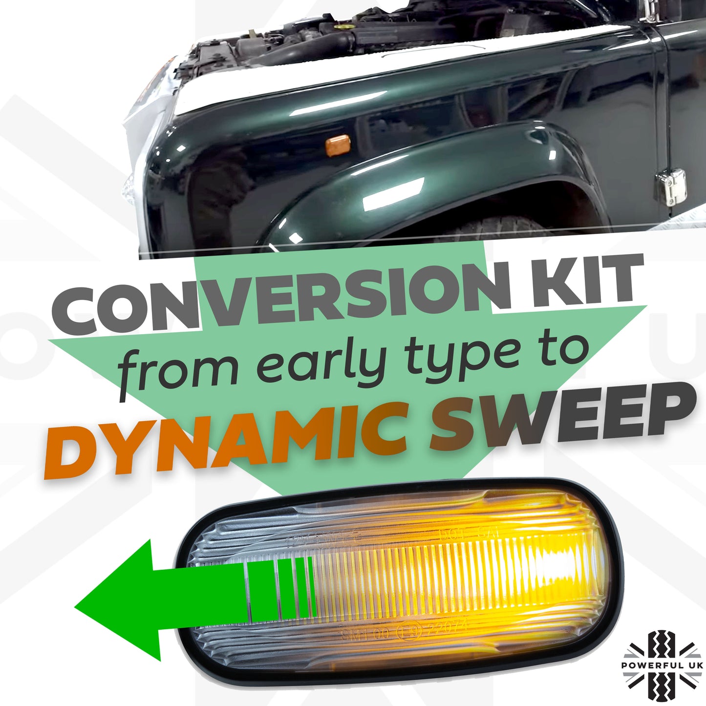 Side Repeaters Conversion Kit - LED - Clear - Dynamic Sweep for Land Rover Defender
