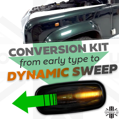 Side Repeaters Conversion Kit - LED - Smoked - Dynamic Sweep for Land Rover Defender