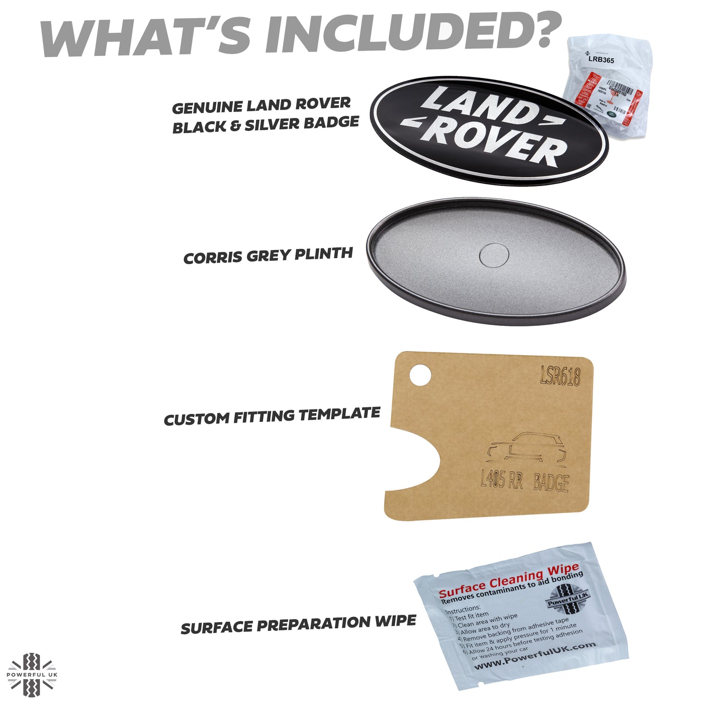 Black & Silver Badge on Corris Grey Plinth for Range Rover L405