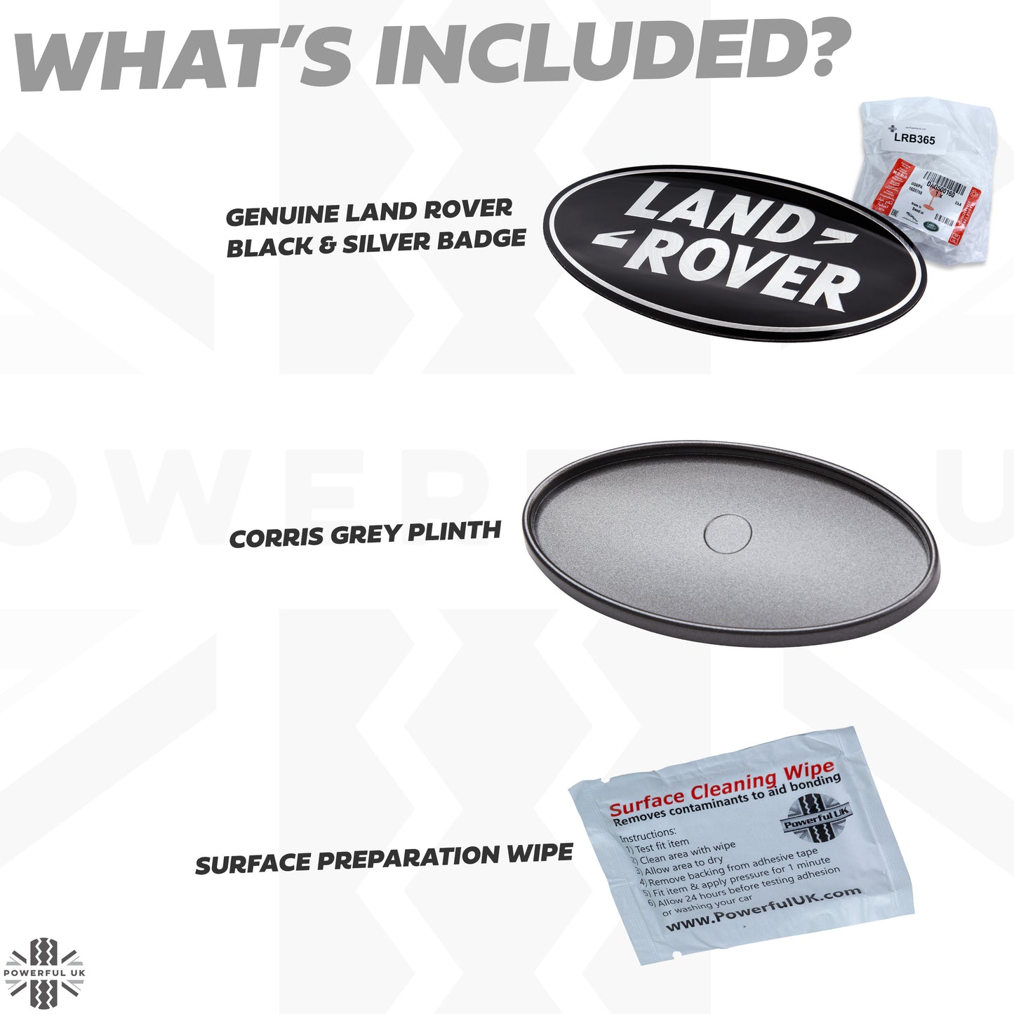 Black & Silver Badge on Corris Grey Plinth for Range Rover Sport L320