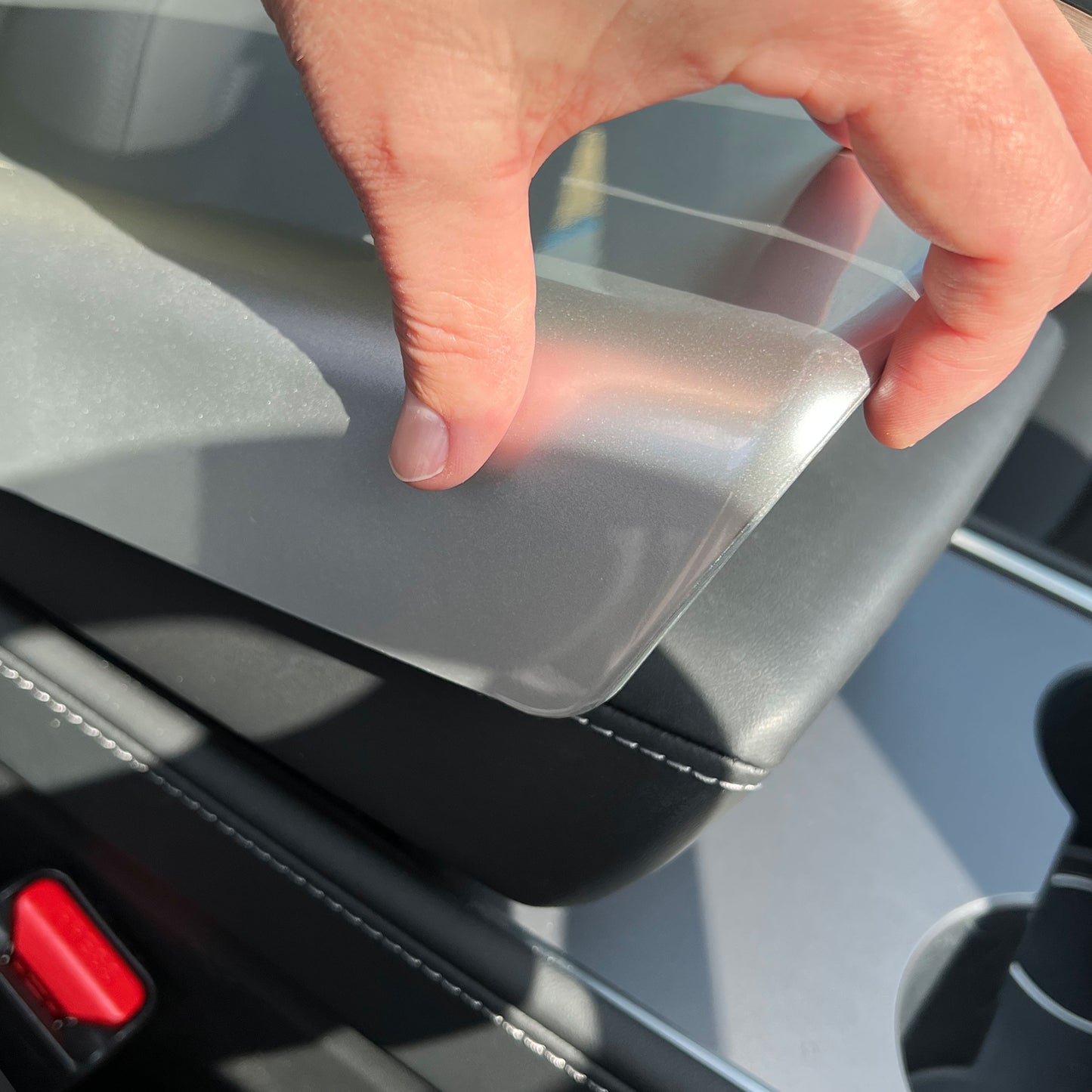 Centre Armrest Cover in Silver for Tesla Model 3 & Y