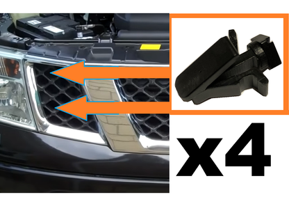 Front Grille Clip - Pack of 4 - for Nissan Navara D22 / D40 / Pathfinder