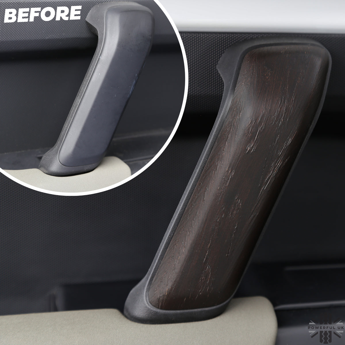 3pc Interior Door Pull Finishers (Genuine) in Dark Oak for Defender L663 110/130 - LHD