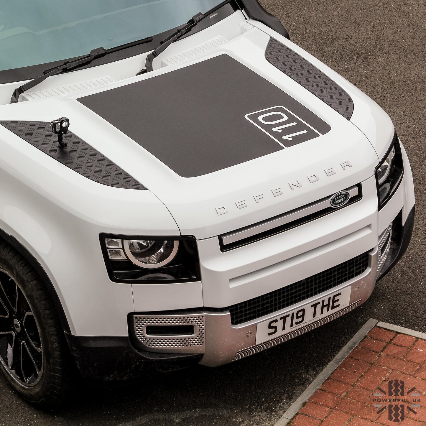 Bonnet Decal '90+110+130' - Aftermarket (Longer) for Land Rover Defender L663