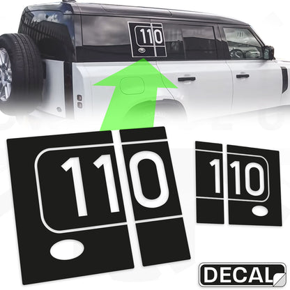 Side Panel Decal Kit - '110' - Matte Black for Land Rover Defender L663