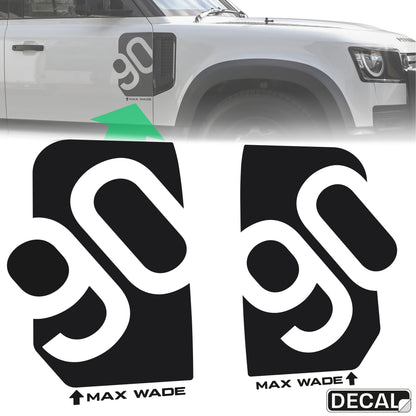 Door/Side Vent Decal Kit 'Rotated 90' - Matte Black for Land Rover Defender L663