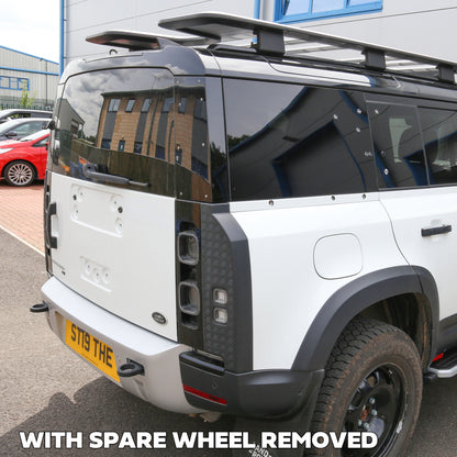 Spare Wheel Delete Kit for Land Rover Defender L663 (Aluminium Panel/Exposed Bolts) - White