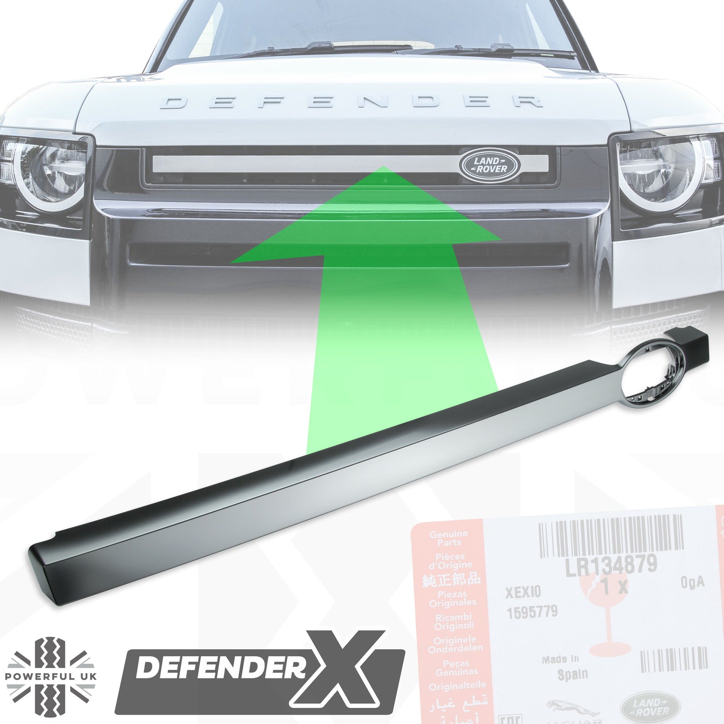 Front Grille Bar in Starlight Satin Chrome (Genuine) for Land Rover Defender L663