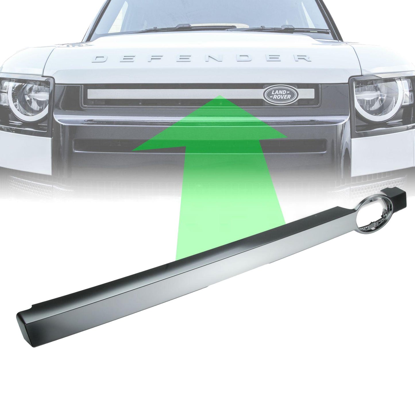 Front Grille Bar in Starlight Satin Chrome (Genuine) for Land Rover Defender L663