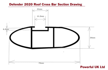 Roof Cross Bar Kit for Land Rover Defender L663 (90 model) - Black