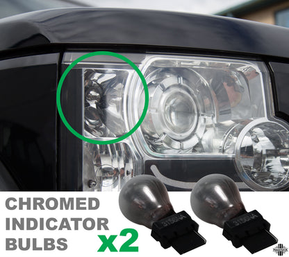 Pair of chrome / orange 3156 indicator bulbs for Land Rover Discovery 3