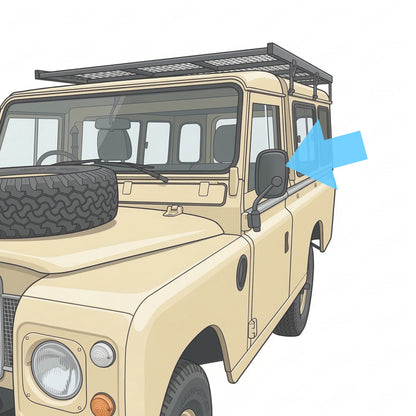 Mirror Head & Glass for Land Rover Series 3 / Defender (Flat Glass)