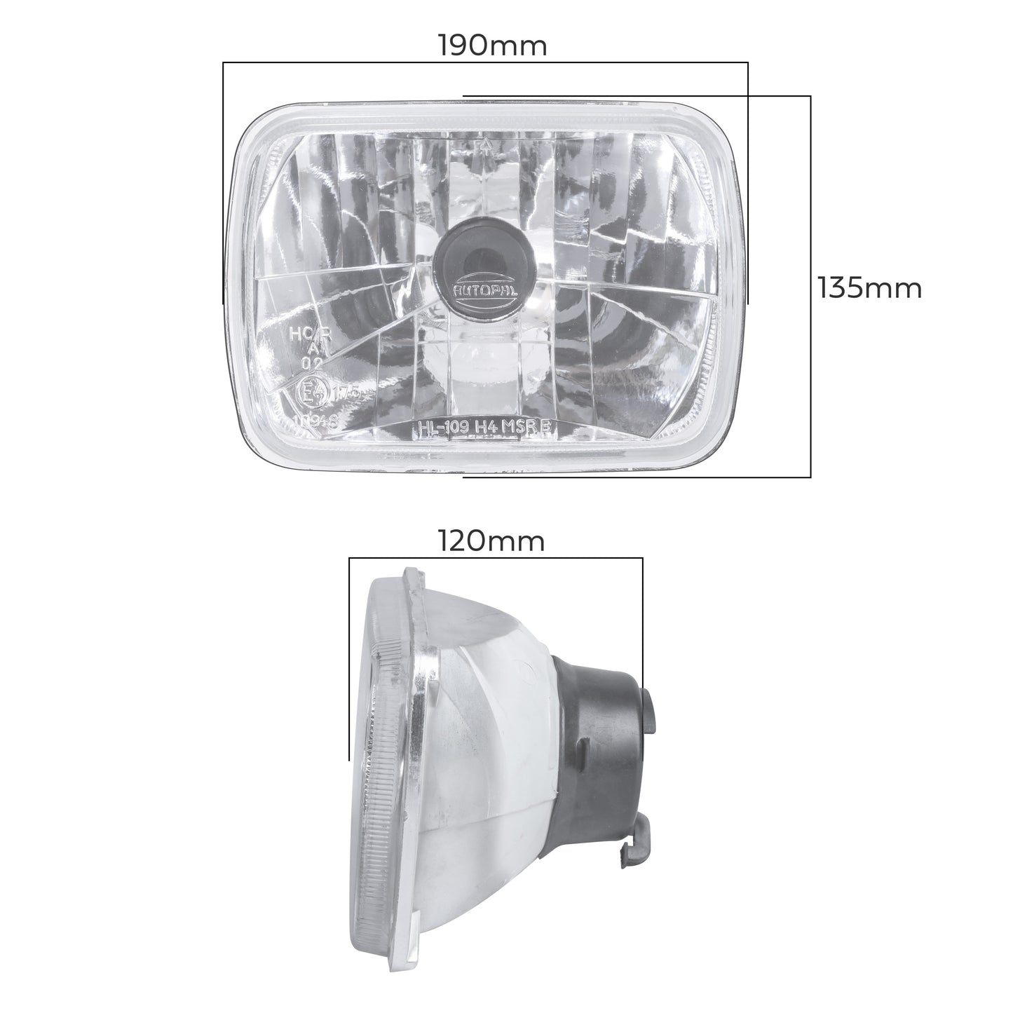 Crystal Square Headlights Toyota MR2 (Pair) H4 with E Mark - RHD