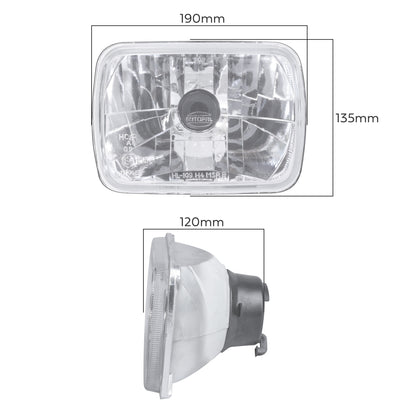 Crystal Square Headlights Daihatsu Fourtrak (Pair) with E Mark - RHD