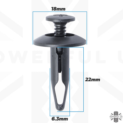 4x Engine Cowl Clips (6.3x22mm Plastic Push Pin type) for Range Rover Evoque - Genuine