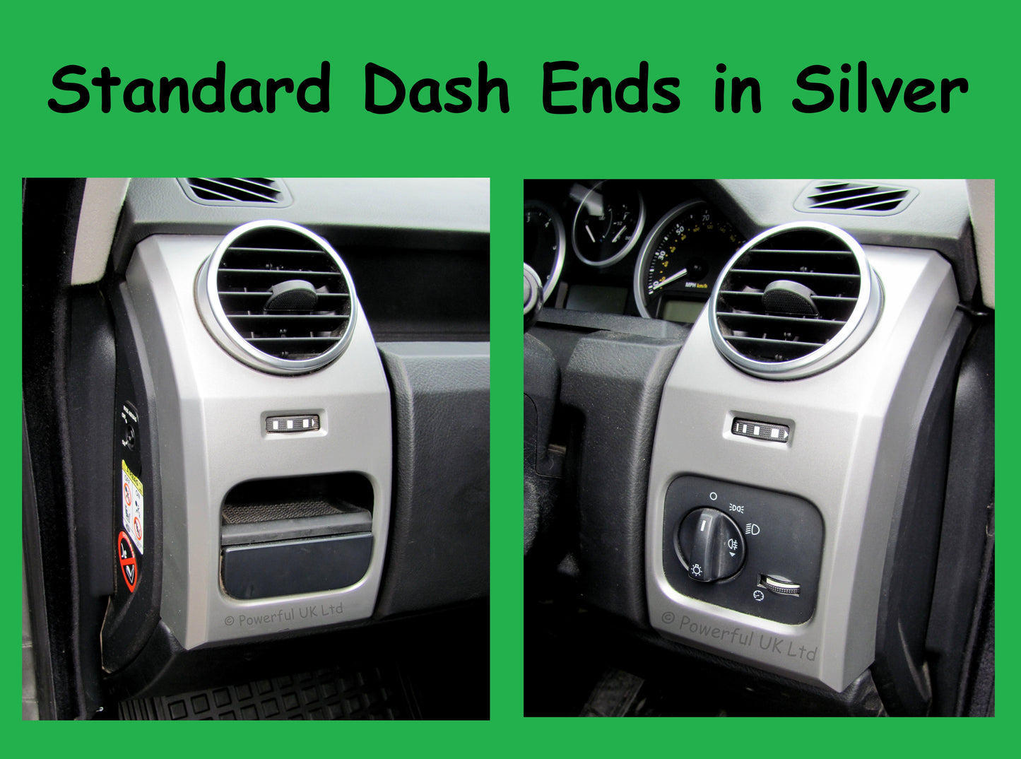 Dashboard Panel Ends 2 pc - Gloss Black - for Land Rover Discovery 3