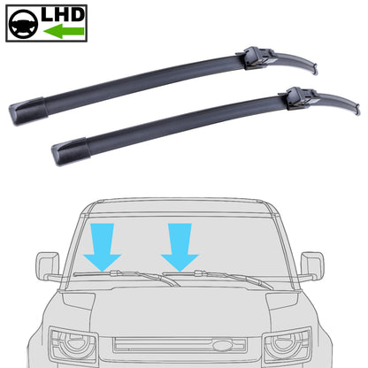 2x Front Wiper Blades for Land Rover Defender L663 - Early Type (Flatblade) - LHD