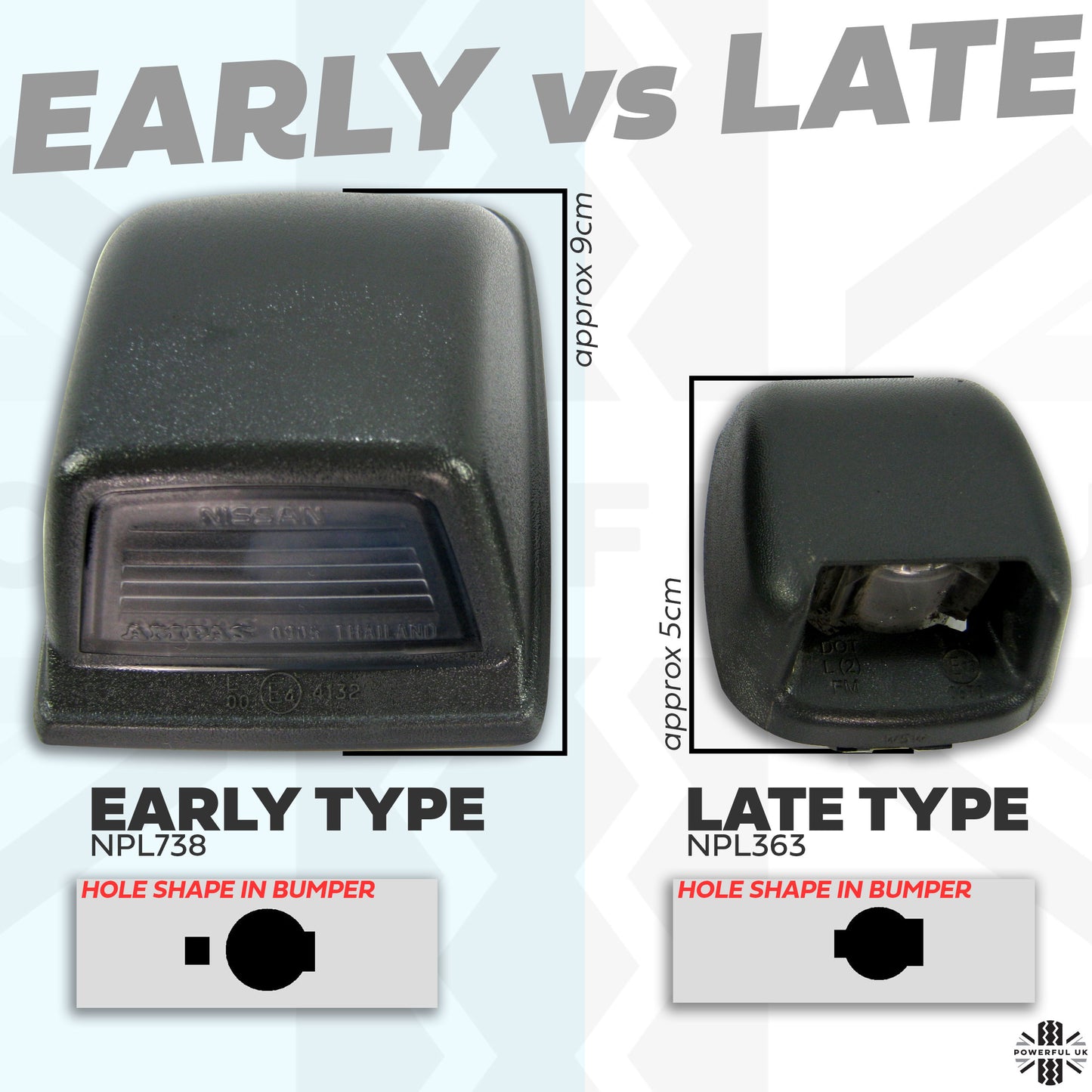 Rear Number Plate Lights (Pair) - Late Type - LED - Nissan Navara D40