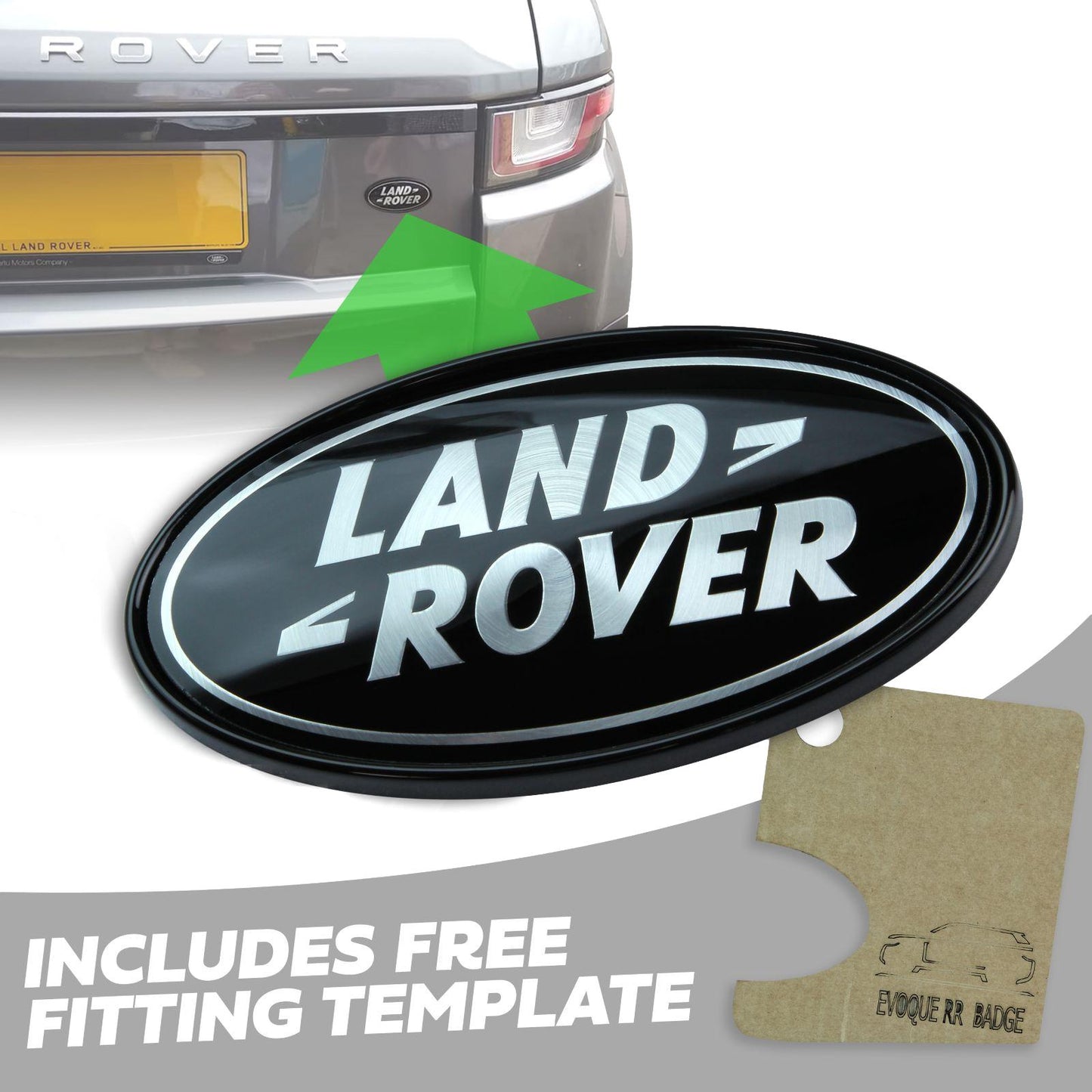 Black & Silver Badge on Gloss Black Plinth for Range Rover Evoque