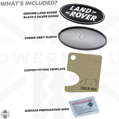 Black & Silver Badge on Corris Grey Plinth for Range Rover Evoque