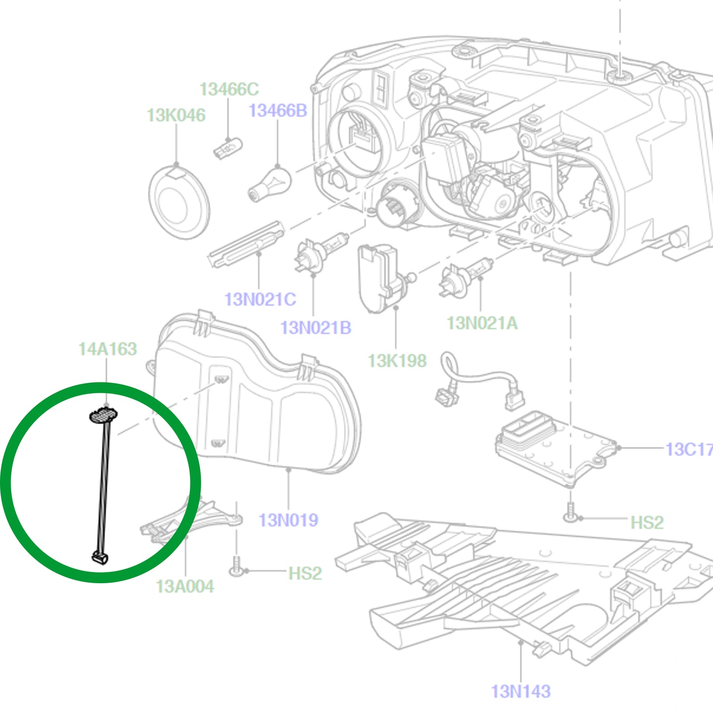 Headlight release rod plunger tab for Land Rover Freelander 2 Genuine LR001547
