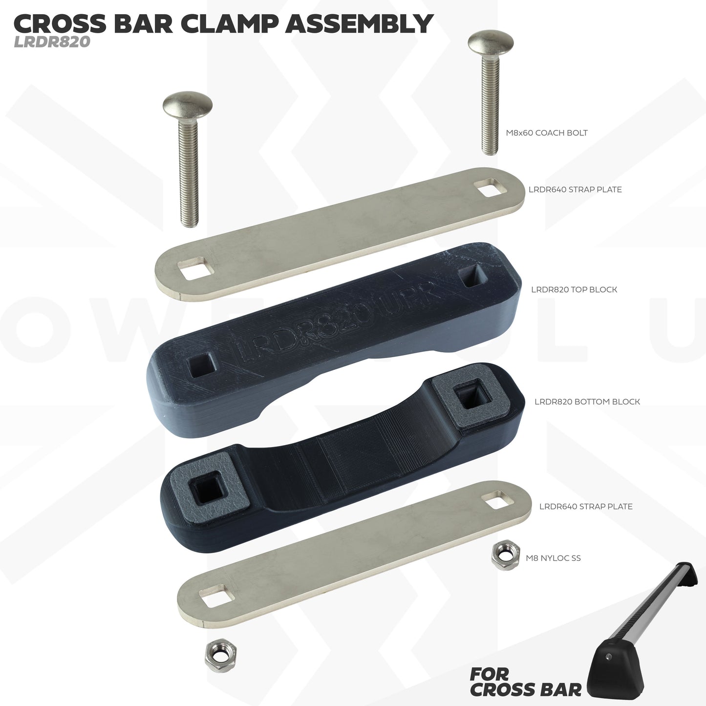 CROSS BAR Mount Clamp Kit for the Land Rover Defender L663 - Kit B