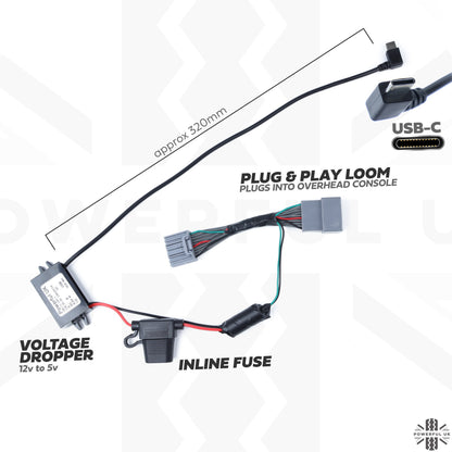 Dash Cam Overhead Console Wiring Kit for Range Rover Sport L461 - USB-C