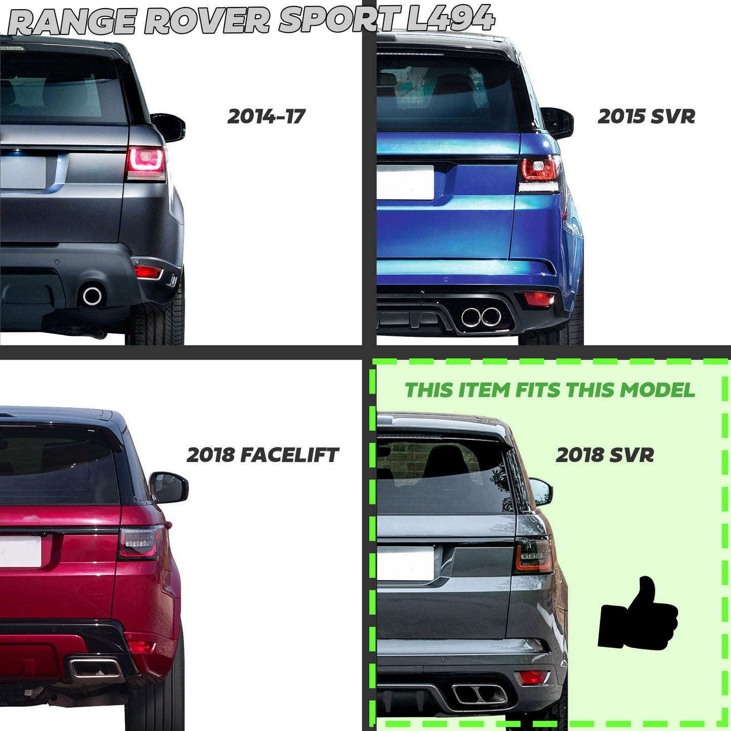 '2018 SVR' Style Rear Bumper for Range Rover Sport L494