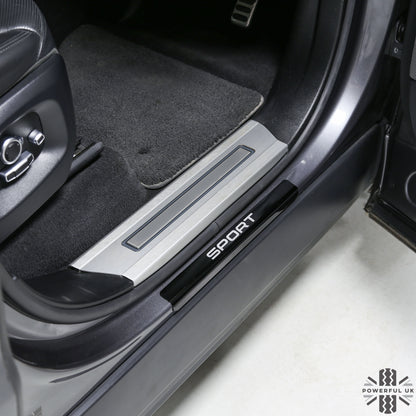 Door Sill Covers in Black with Silver Sport Logo for Range Rover Sport L494