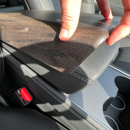 Centre Armrest Cover in Dark Oak Wood for Tesla Model 3 & Y