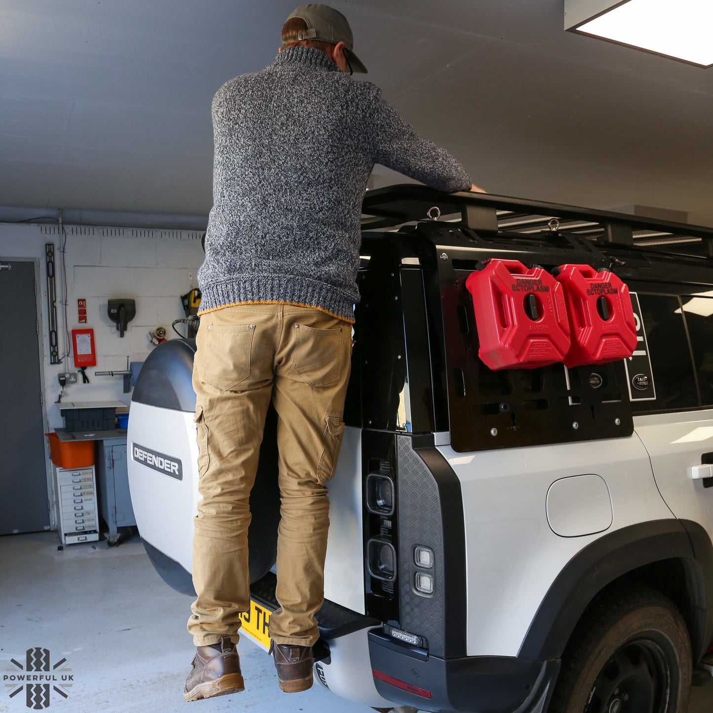 Rear Step Kit (fits onto recovery loops) for Land Rover Defender L663 - with Chequer Plate top