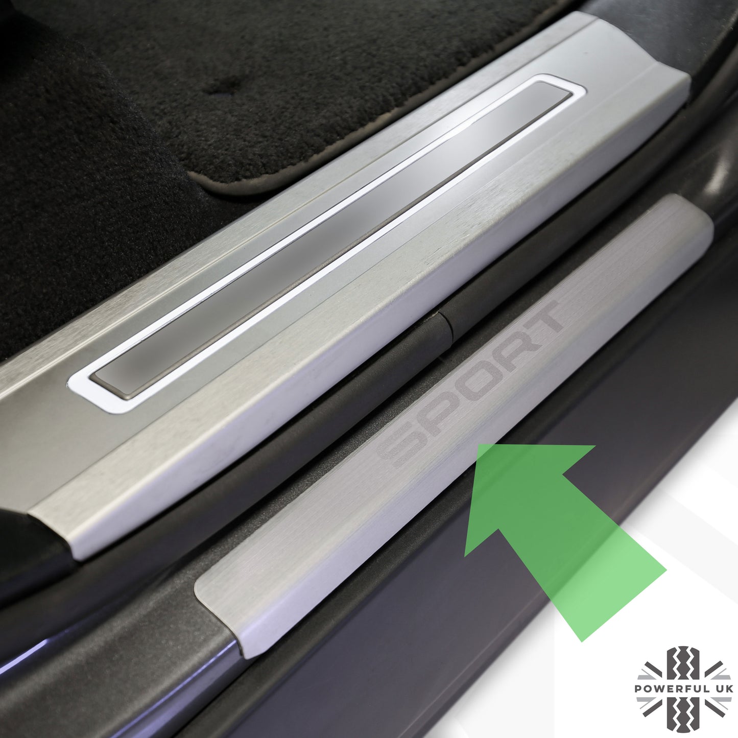 Door Sill Covers in Brushed Aluminium with Sport Logo for Range Rover Sport L494