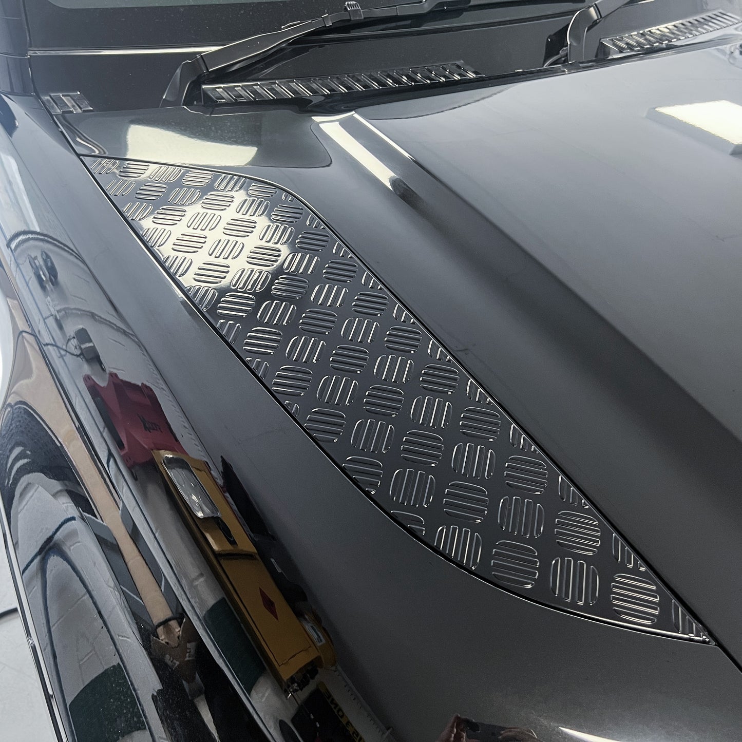 Chequer Bonnet Trim (Genuine) for Land Rover Defender L663 -  Gloss Black - Right