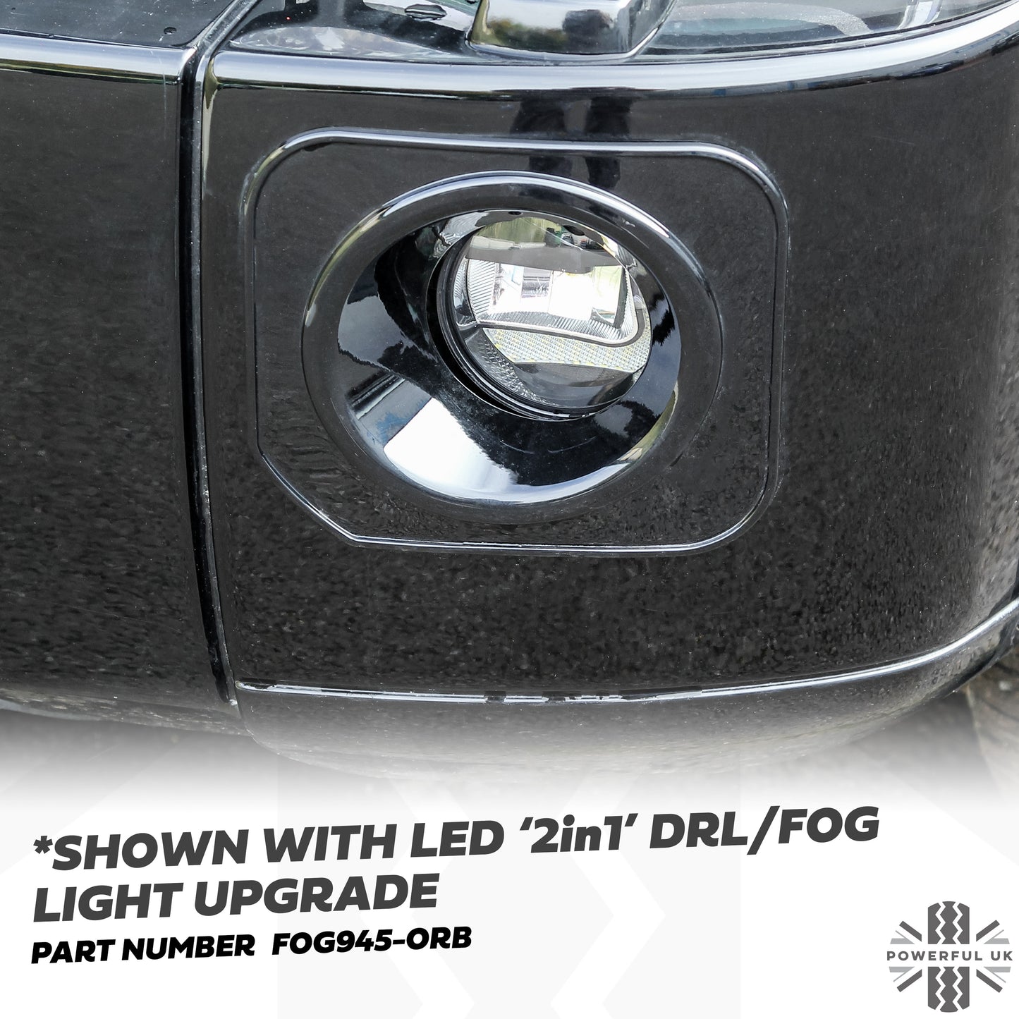 Front Bumper Fog Bezels - Discovery 4 style - Gloss Black - for Land Rover Discovery 3 - PAIR