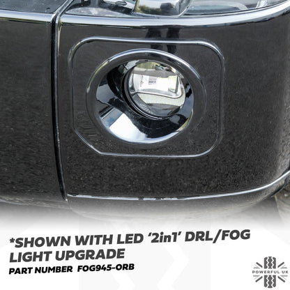 Front Bumper Fog Bezels - Discovery 4 style - Gloss Black - for Land Rover Discovery 3 - PAIR