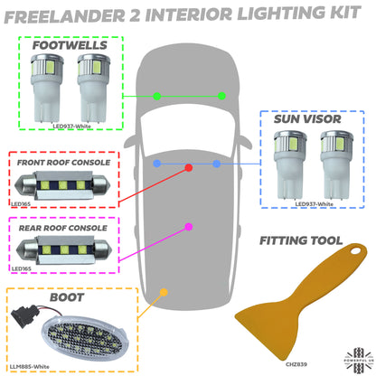 LED Interior Light kit in White for Land Rover Freelander 2 (NO Map Light Version)