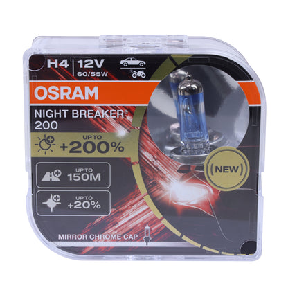 OSRAM H4 high Power 'Night Breaker 200' Bulbs (Pair) for Land Rover Defender