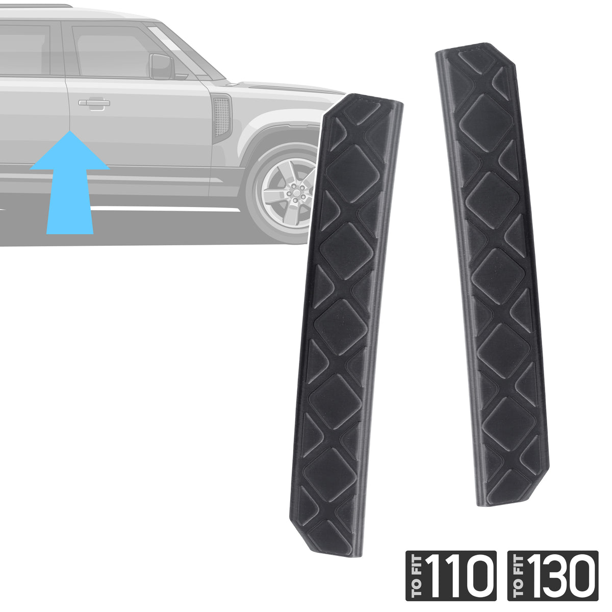 2pc Front Door Edge Protection Strips for Land Rover Defender L663 110/130 - Square Pattern