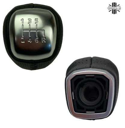 Perforated Black Leather Gear Knob for Range Rover Evoque with Manual 6 Speed