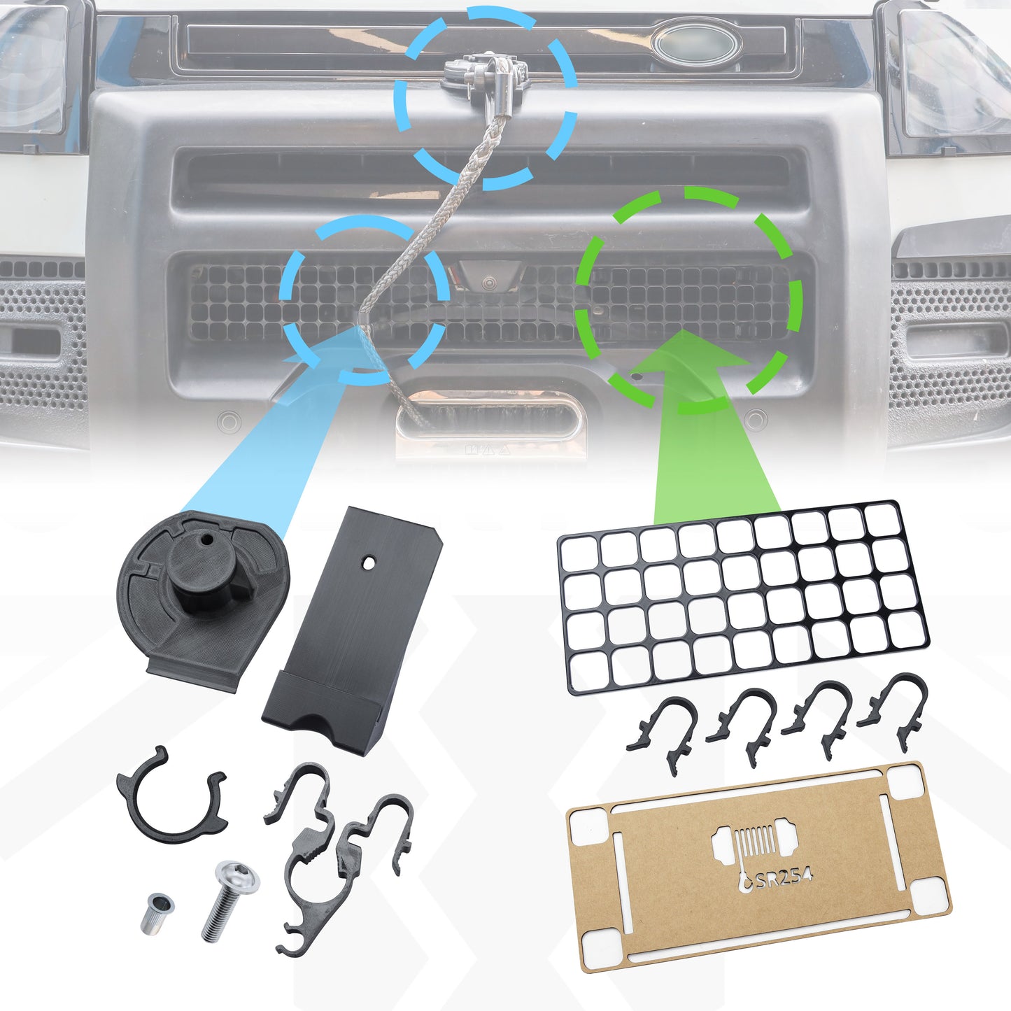 Winch Access Panel & Hook Holder Bundle for Land Rover Defender L663 - All Black