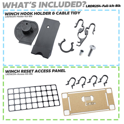 Winch Access Panel & Hook Holder Bundle for Land Rover Defender L663 - All Black