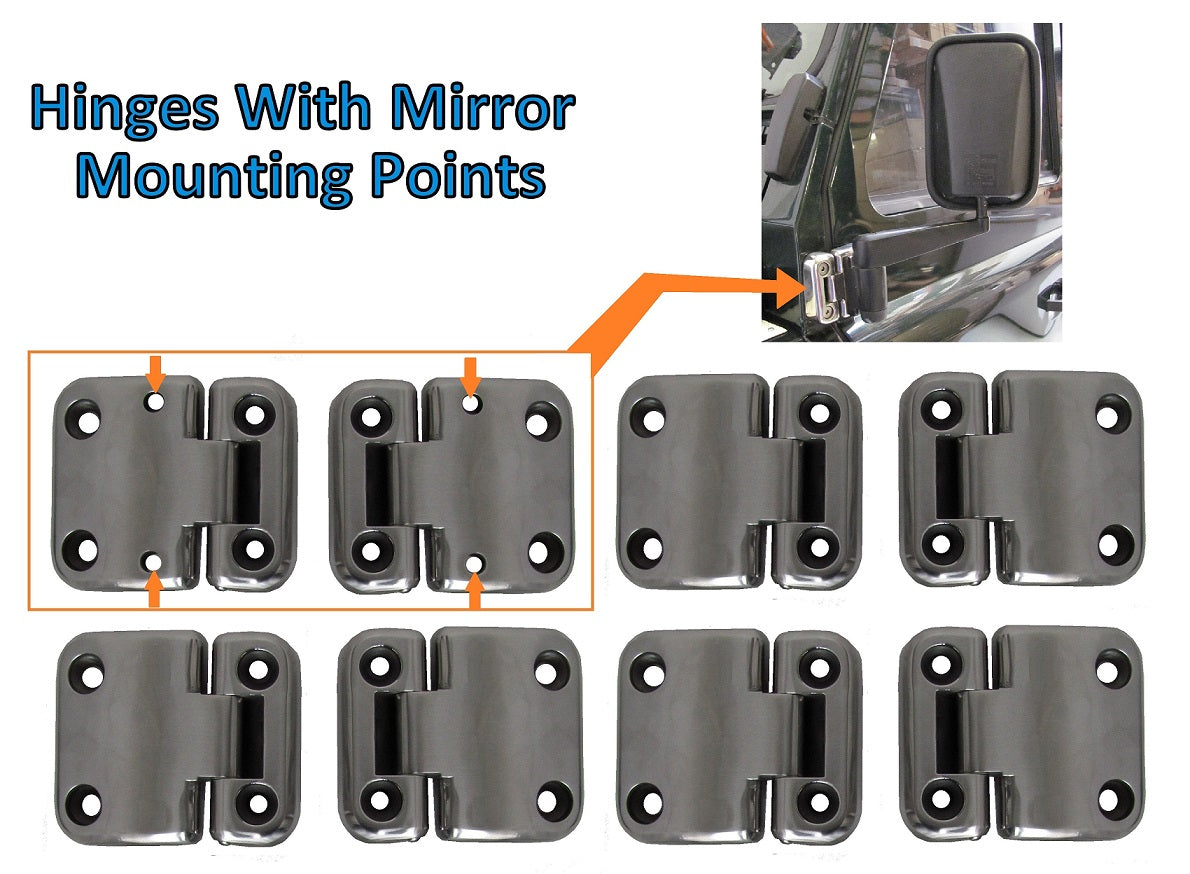 Door Hinge Kit - Brushed Stainless Steel - 4 Door - for Land Rover Defender