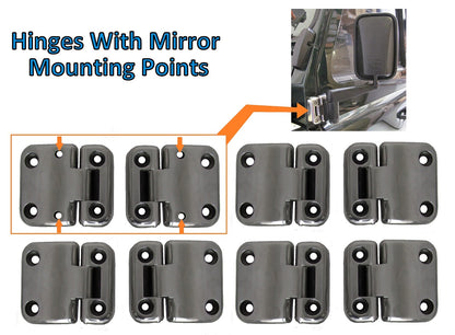 Door Hinge Kit - Brushed Stainless Steel - 4 Door - for Land Rover Defender