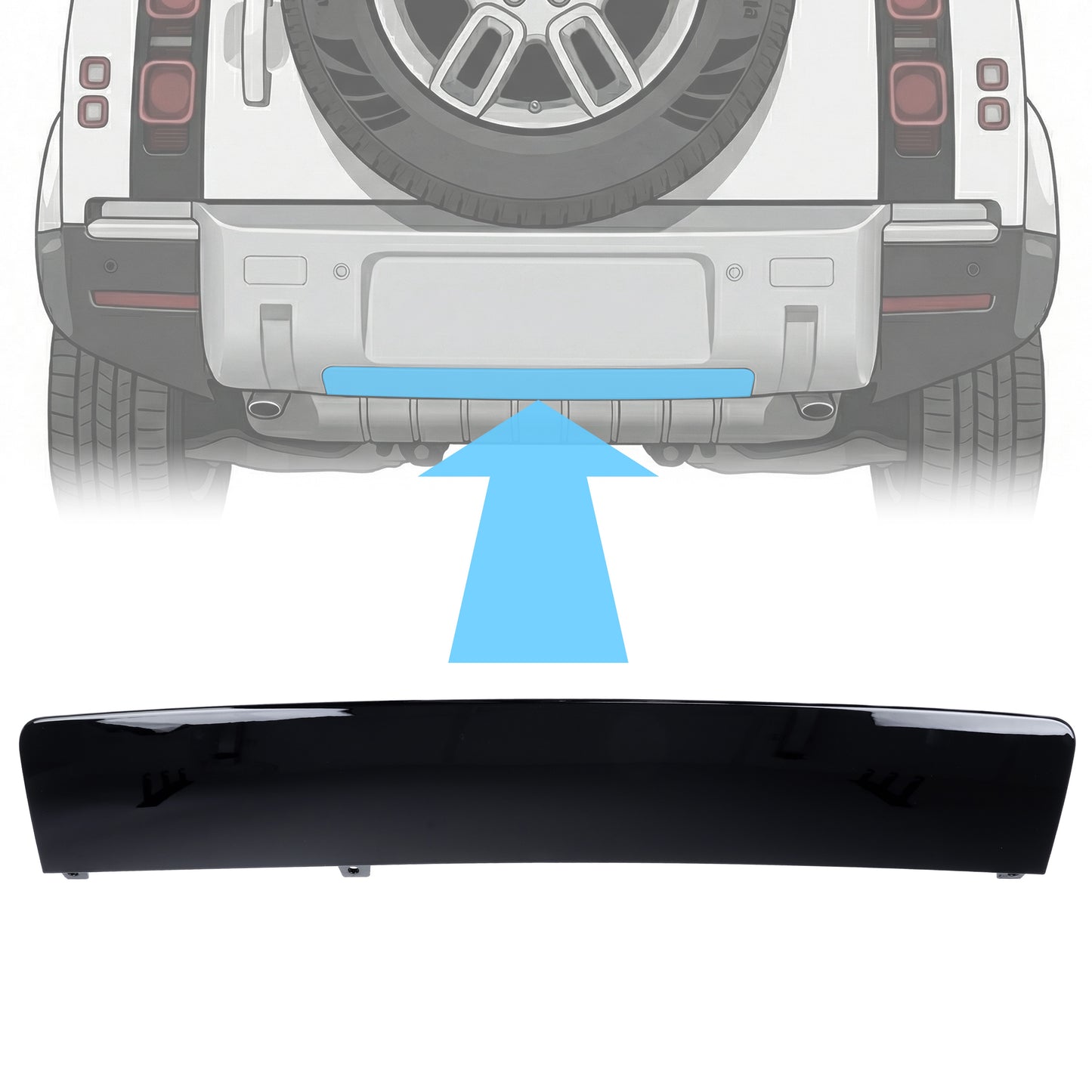 Rear Bumper Tow Eye Cover for Land Rover Defender L663 - Gloss Black