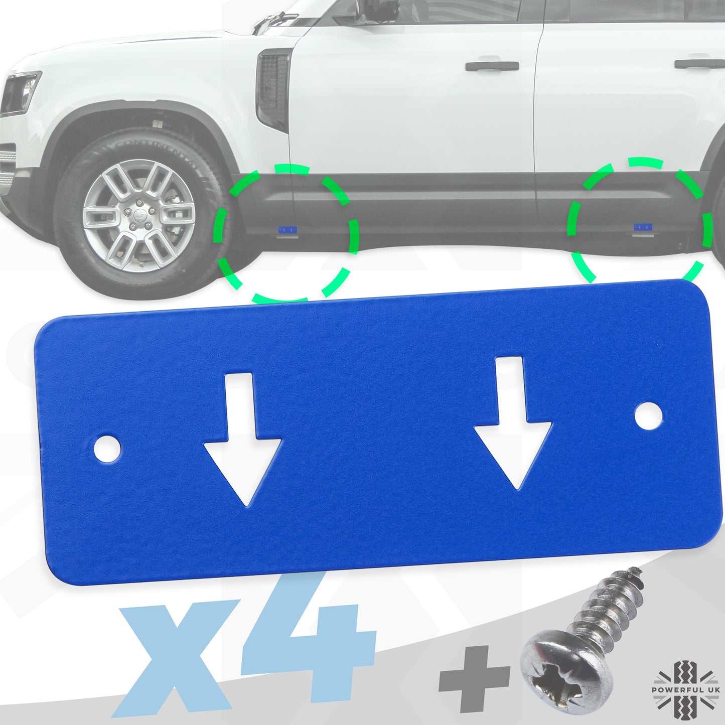 Jacking Point Marker Plate Kit - BLUE - for Land Rover Defender L663