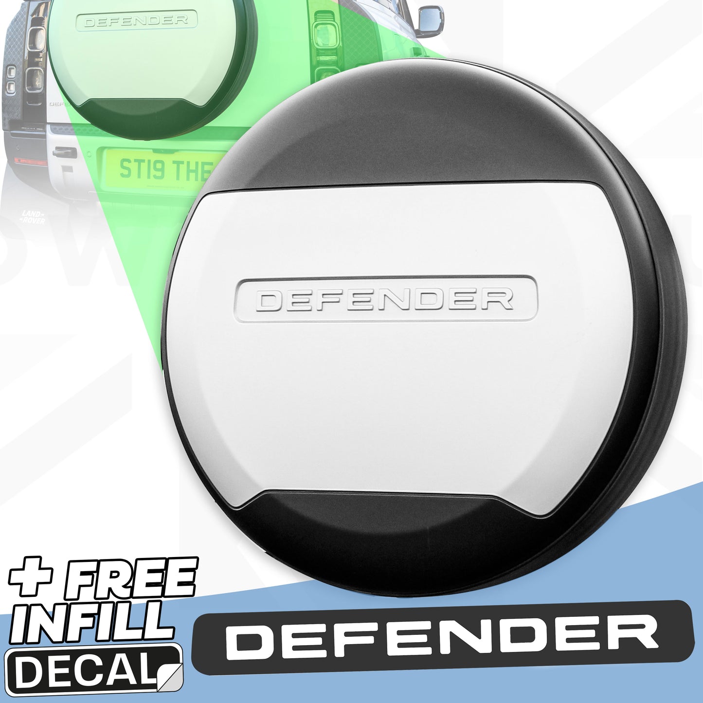 Spare Wheel Cover - Genuine (+ infill decals) for Land Rover Defender 2020