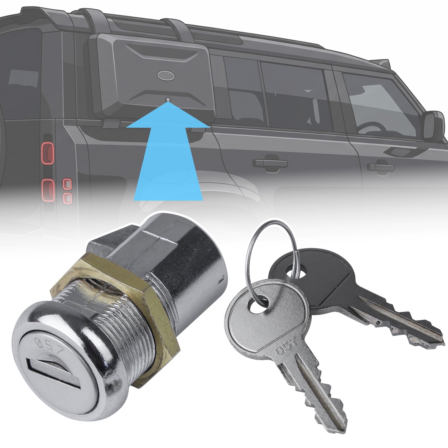 Replacement Lock & Key set for Side Gear Carrier Box on Land Rover Defender L663 - OE