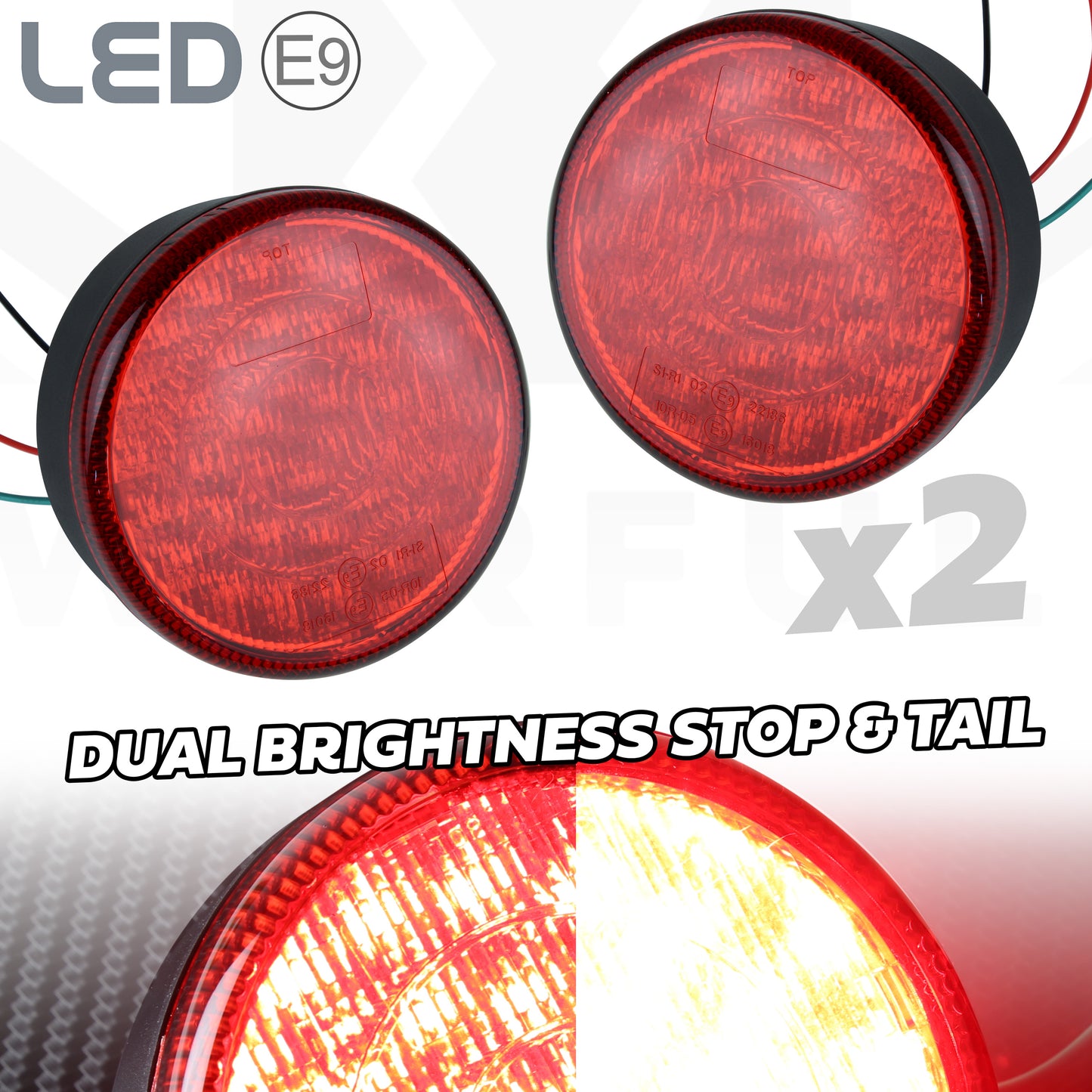 LED Round Stop/Tail Lights 90/95mm - PAIR